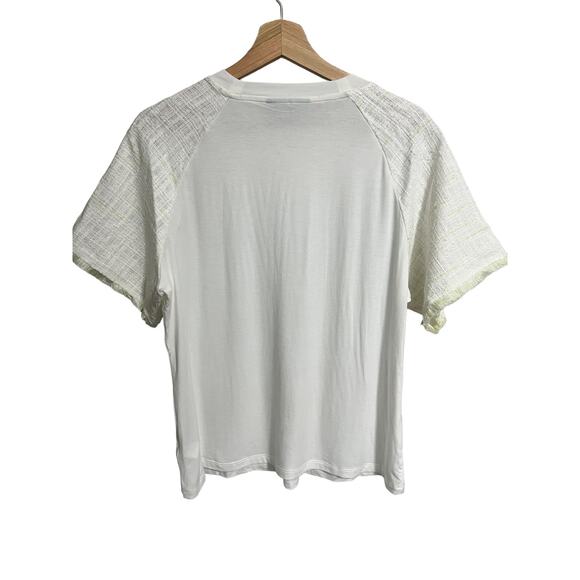 Ryegrass Textured Sleeve ivory Neutral Coastal Top Large - Picture 2 of 7